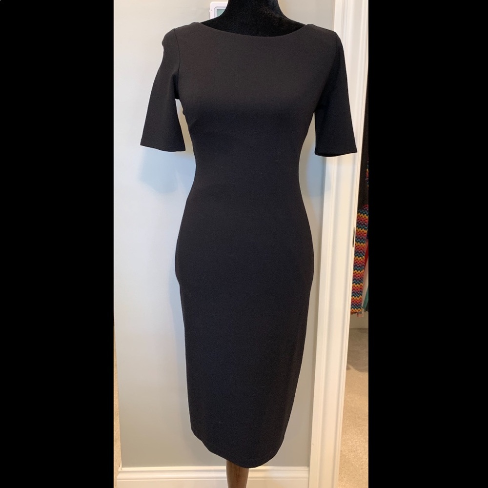 Black cutout back midi dress